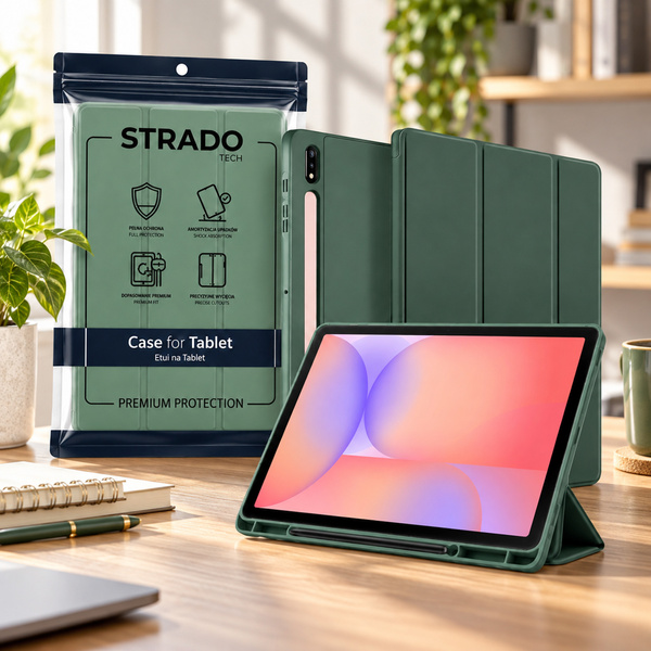 Etui do Galaxy Tab S10 Lite 10.9/S10 FE/S9 FE/ S9/ S8 z miejscem na rysik - zielone