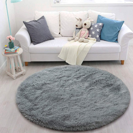 Shaggy Strado 300x300 SilverFur Round Carpet (Light Gray)