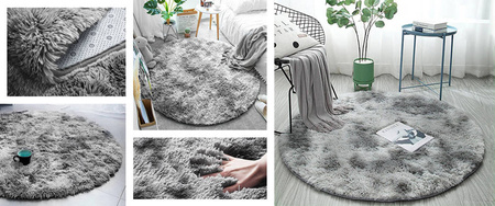 Shaggy Ombre Strado Round Carpet 100x100 OmbreSilver (Light Gray)