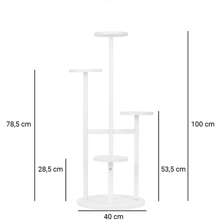KWIETNIK FINO stojak metalowy na kwiaty rośliny na donice 4 poziomy 100 cm, biały