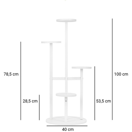 Uniwersalny stojak na kwiaty FINO – biały, 4-poziomowy kwietnik na 6 doniczek