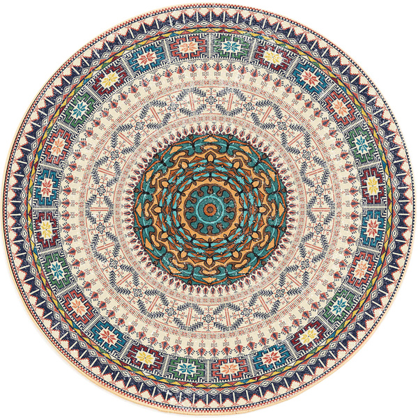 Dywan okrągły Novo 160x160 cm, beżowy Orientalny - pluszowy do salonu