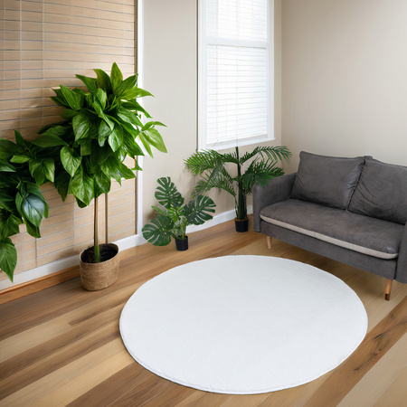 STRADO round Rabbit 3D plush soft like rabbit anti-slip carpet 150 White