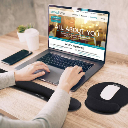 Zestaw ergonomicznych żelowych podkładek pod mysz nadgarstek 3 szt, czarne