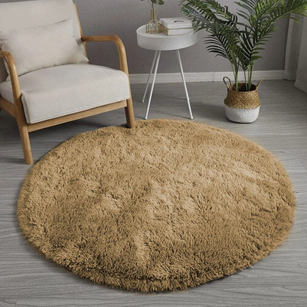 Shaggy Strado 150x150 round carpet CappuccinoCamel (Light brown)