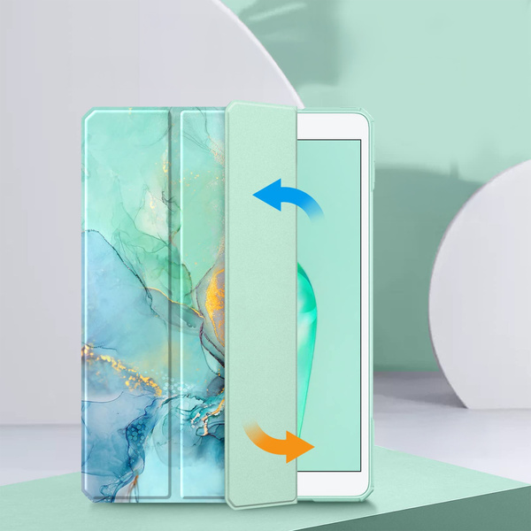 Etui Graficzne do Apple iPad 10.9 2022 Gen 10 / 11 2025 A16 Gen 11 z klapką, zielone - ochronne z podstawką