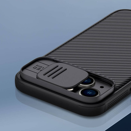 Puzdro Nillkin Camshield Pro na iPhone 14 Plus kryt fotoaparátu zadný kryt, čierne - ochranné so stojanom