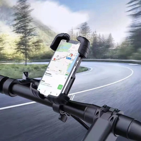 Solidny uchwyt rowerowy na telefon zaciskany na 4 strony do 170mm, czarny