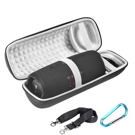 Puzdro Súprava + s pásikom na Jbl Charge 5 cestovné karabína / Charge 5, čierne - ochranné so stojanom