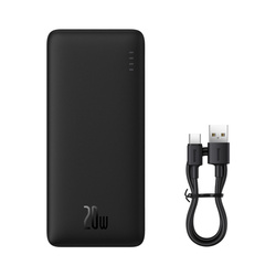 powerbank Baseus Airpow 20W 10000mAh z káblom Baseus Simple Series USB-A USB-C 30 cm, čierny