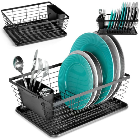 Dish Drainer Rack Black 36x30x14,5 cm