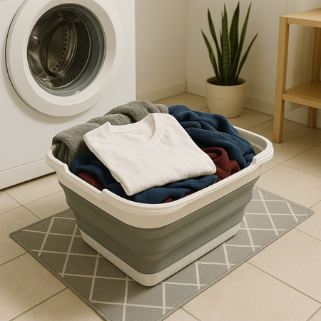 Skladací kôš na nákup miska silikónový univerzálny 38x28 5x15 XXL, sivý