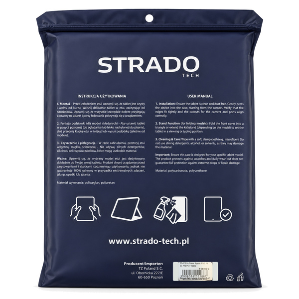 Etui z klapką do Apple iPad Air 11 M4 M3 M2 2026/ 25/ 24 gen. 8/ 7/ 6 - granatowe