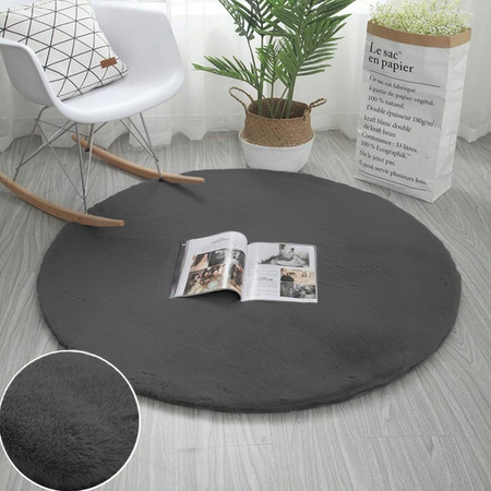 Rabbit Strado 140x140 DeepGrey round rug (Gray)