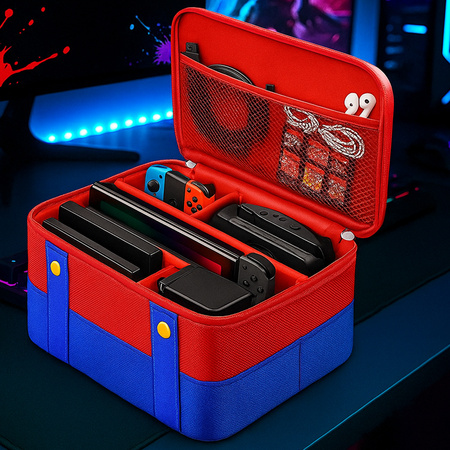Puzdro Cestovná taška na Nintendo Switch 2 2025 s priehradkami vodeodolná, mario - ochranné so stojanom