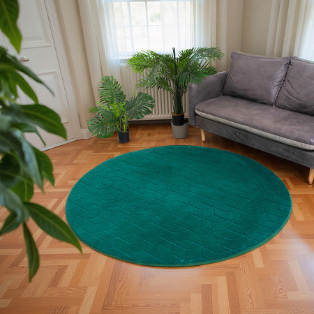 STRADO round Rabbit 3D plush soft like rabbit anti-slip carpet 140 BottleGreen