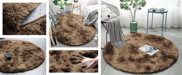 Shaggy Ombre Strado 160x160 Round Carpet by OmbreCoffee (Brown)