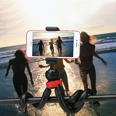 Uniwersalny elastyczny statyw tripod na telefon aparat GoPro gwint 1/4, czarny