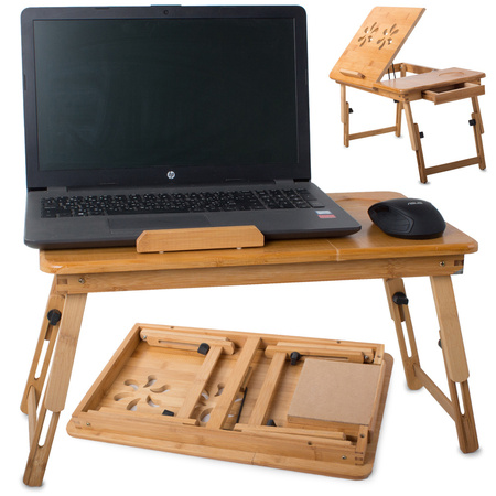 Bamboo laptop table for bed, stand