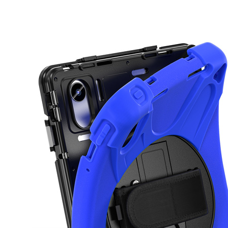 Puzdro Armor Strap na Lenovo Tab M11, tmavomodré - ochranné so stojanom, prístup k portom a tlačidlám