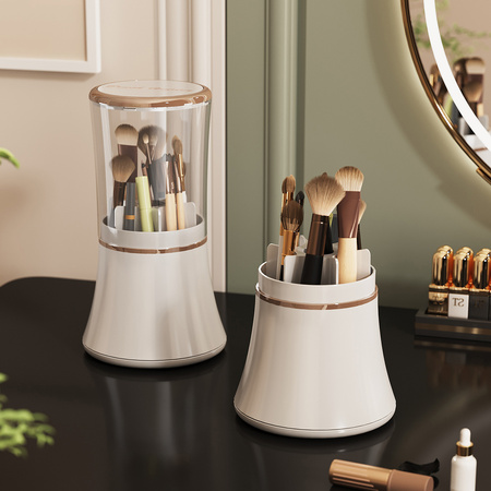 Large set of 3 ARIA acrylic cosmetic organizers with drawers multi-level white design