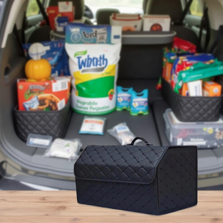 Folding large organizer for car trunk quilted trunk bag tote for shopping and tools