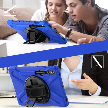 Etui pancerne Shockproof z uchwytem do Samsung Galaxy Tab S9 FE/S9/S10 FE, niebieskie