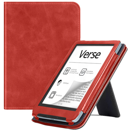 Puzdro Strap s držiakom na PocketBook Verse Pro 629 634, červené - ochranné so stojanom