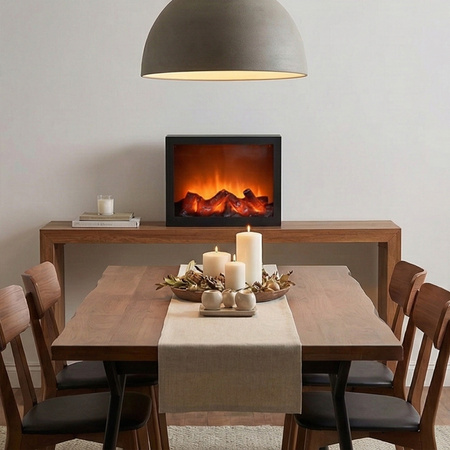 Kominek elektryczny 3D ruchome płomienie ogień wiszący stojący lampa LED