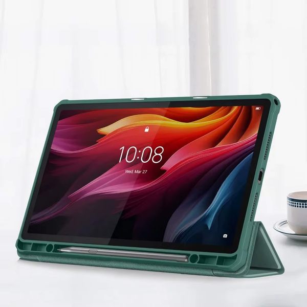 Puzdro s klapkou Clear na Lenovo Tab K11 Plus 11.45 / Lenovo K11 Plus, zelené - ochranné so stojanom