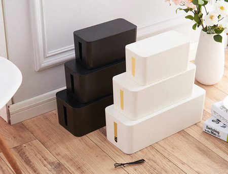 Pojemnik na kable Duży pudełko organizer na kable listwy biurko XXL, czarny