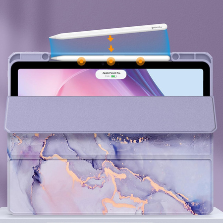 Puzdro grafické na Apple iPad 10.9 2022 Gen 10 / 11 2025 A16 Gen 11 s klapkou, fialové - ochranné so stojanom