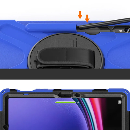 Puzdro Armor s držiakom na Galaxy Tab S9 / S10 FE / Galaxy Tab X716B / Galaxy Tab X510, tmavomodré - ochranné