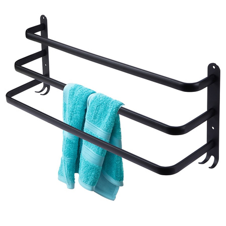 Wieszak na ręczniki aluminiowy czarny 60 cm
