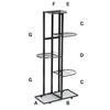 Standing metal flower stand black for 6 flower pots - elegant flower stand