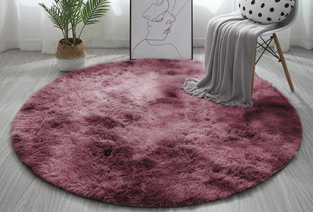 Dywan Okrągły Shaggy Ombre antypoślizgowy nowoczesny salon 150x150, czerwony