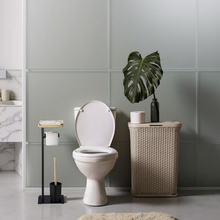 Metalowy stojak na papier toaletowy 3w1 Szczotka toaletowa wolnostojąca półka