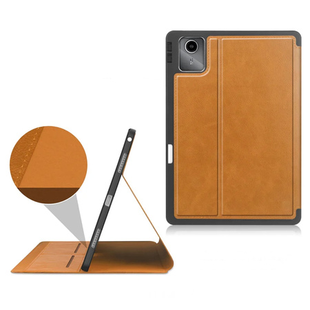 Etui skórzane z kieszeniami do Lenovo Tab M11 10.95 TB330FU TB330XU TB331FC, brązowe