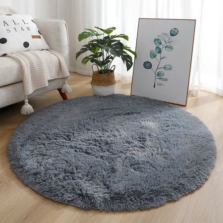 Shaggy Strado 300x300 SilverFur Round Carpet (Light Gray)