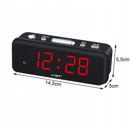 Budík hodiny elektronický digitálny LED 24h hlasný budík, čierny