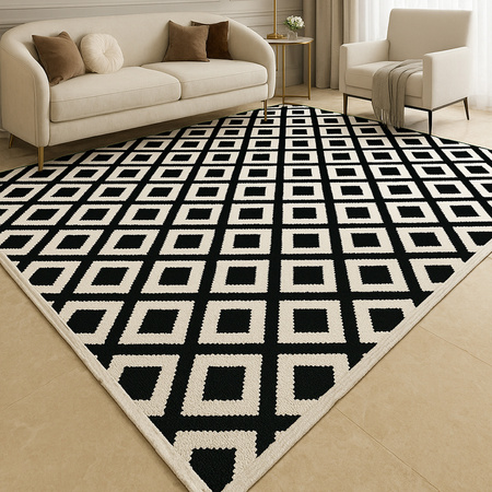 Dywan 160x230 do salonu pętelkowy duży japandi nowoczesny ciężki gruby POLO - Chessboard (Szary)