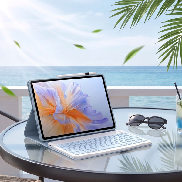 Puzdro s klávesnicou Bluetooth na Redmi Pad 2 Pro 2025, modré - ochranné so stojanom
