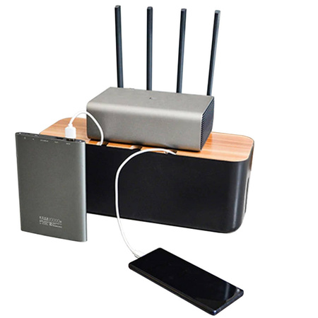 DUŻE Pudełko drewniane organizer maskownica na kable i listwy przewody