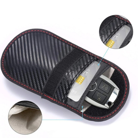 Puzdro na kľúče kartu proti krádeži blokujúce signál Keyless, čierne - ochranné so stojanom