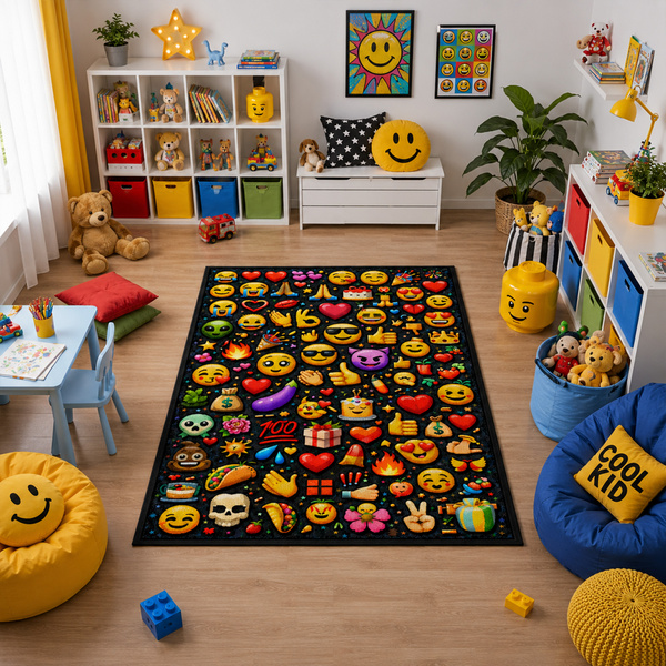 Dywan gamingowy 120x170 dla gracza mata pod fotel antypoślizgowy Emoji 3D