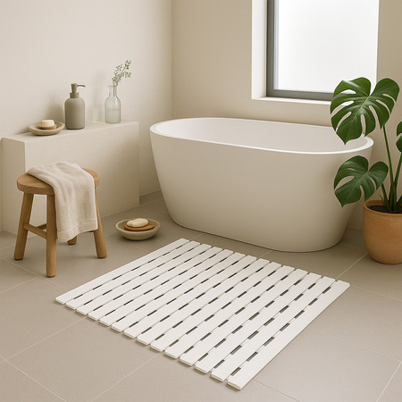 Mata łazienkowa antypoślizgowa pod prysznic brodzik do sauny basenu, biała