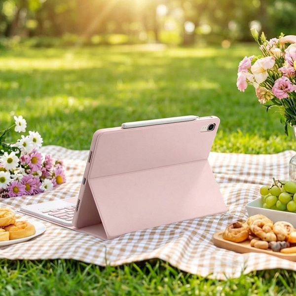 Puzdro s klávesnicou na Lenovo Idea Tab 11 2025, ružové - ochranné so stojanom