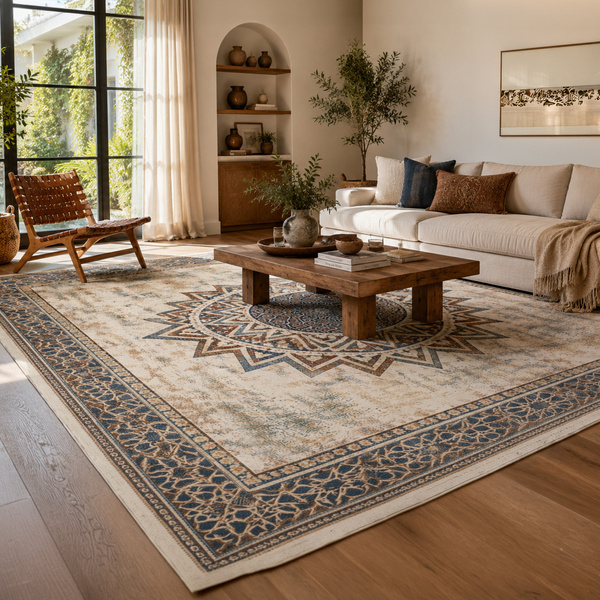 Dywan Mandala do salonu 120x160 orientalny NOVO antypoślizgowy miękki soft