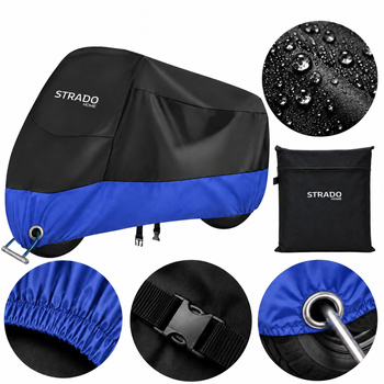 Pokrowiec na motocykl skuter 2 rowery 245x105x125 cm wodoodporny czarno-niebieski