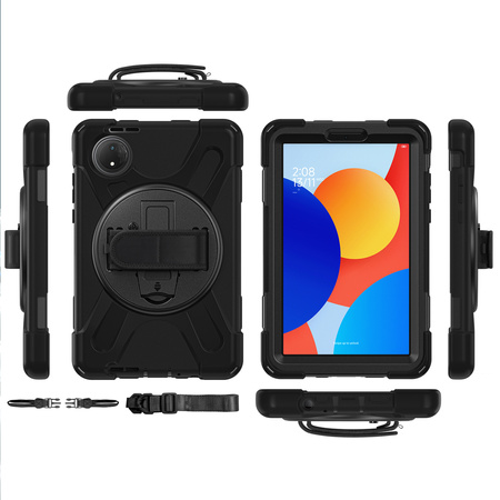 Etui pancerne Shockproof z uchwytem paskiem do Xiaomi Redmi Pad SE 8.7 2024, czarne